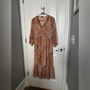 Piper & Scoot floral print dress peach size XS maxi